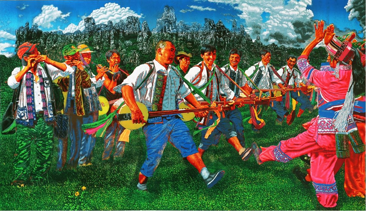 《乡村舞蹈》绝版木刻92x160cm  毕海强  2019.jpg