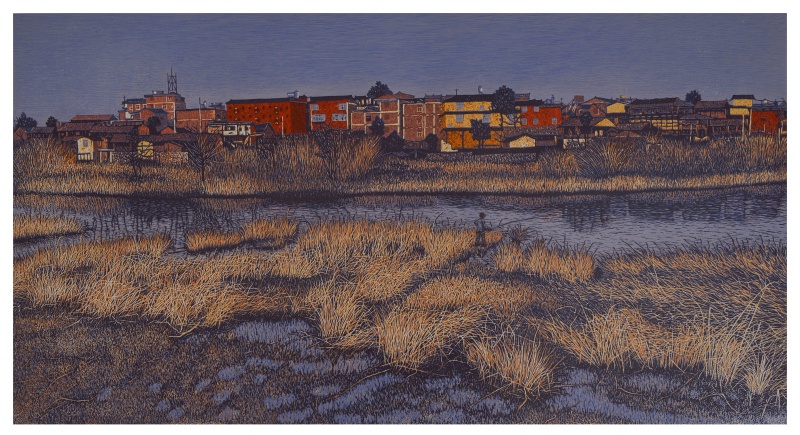 《高原湿地》绝版木刻65x122cm        吴新林  2016.jpg